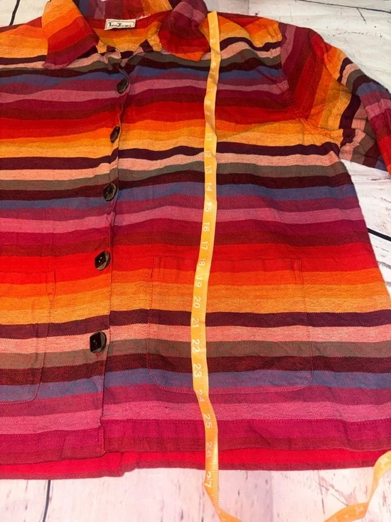 Tantrums Multicolor Striped Button-Front cotton Jacket - Picture 6 of 12